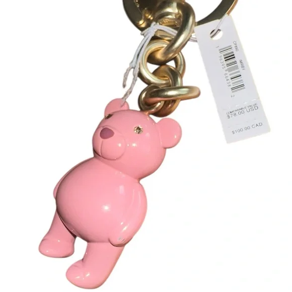 Coach Pink Teddy Bear Keyring - Picture 3 of 3